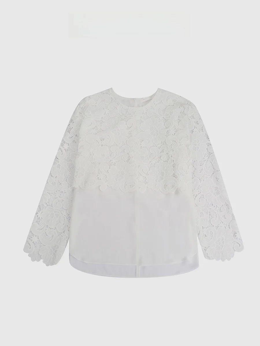 

Комплект Tang Jialing «Raiyu Time»: кружевная отделка, свободный крой, длинные рукава, круглый вырез, полиэстер