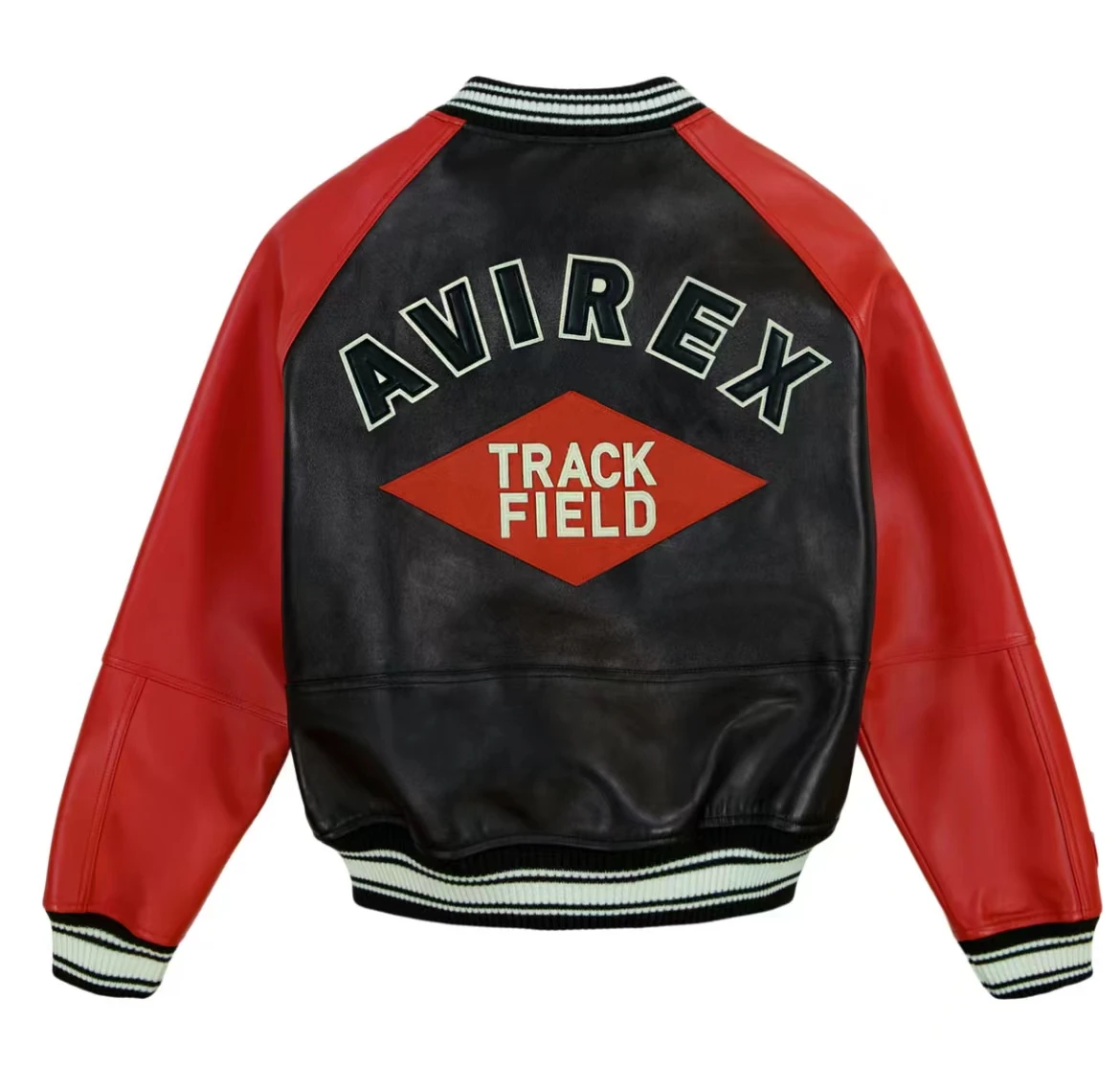 

AVIREX осенняя новая куртка TRACK FIELD VARSITY из овечьей кожи, мужская бейсбольная одежда, пальто с вышивкой, повседневный топ, размер США