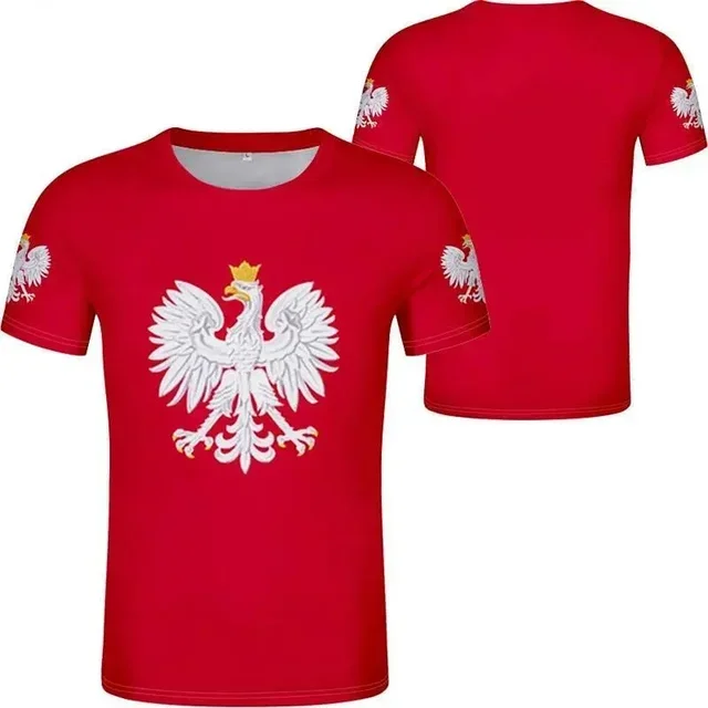 

2025 New Polish Polska Men's T-shirt White Eagle Badge Custom T-shirt Football Men's 3D Polish Flag Graphic T-shirt
