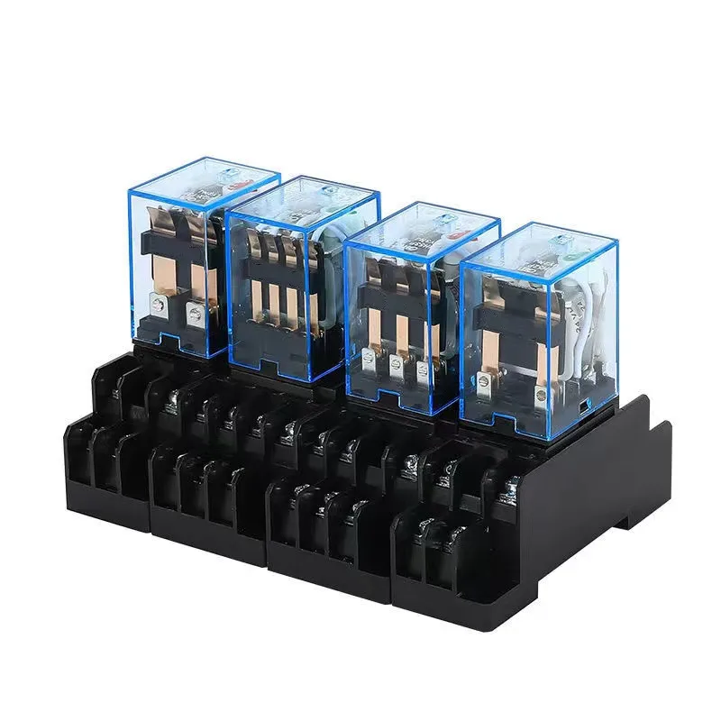 1PCS 12V 24V DC  110V 220V 380V AC Coil Power Relay LY2NJ DPDT 8 Pin HH62P JQX-13F With Socket Base