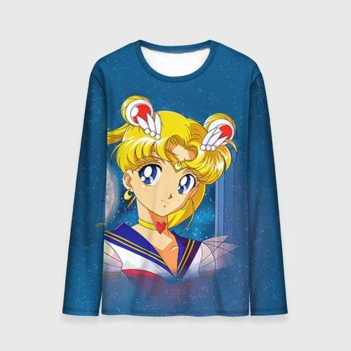 Sailor Moon Camisas básicas de manga comprida com estampa 3D de tecido macio de secagem rápida para homens, mulheres, adultos e crianças