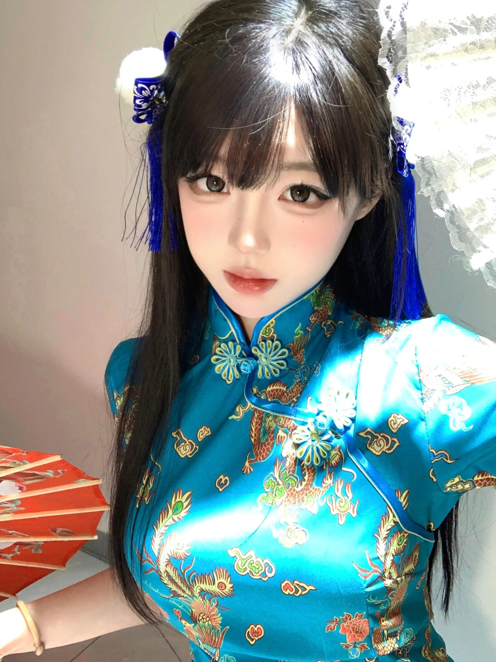 New Chinese Sle  Dr loween Cisas Cosplay orm ort  round Collar Low Slit ort Sve Wome...