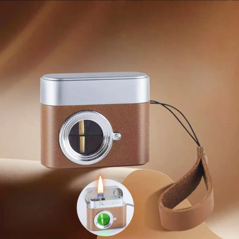 

New Retro Camera Shaped Hybrid Lighter Metal Voice Controlled Sensing Pendant Portable Outdoor Lighter High-end Smoking Gift