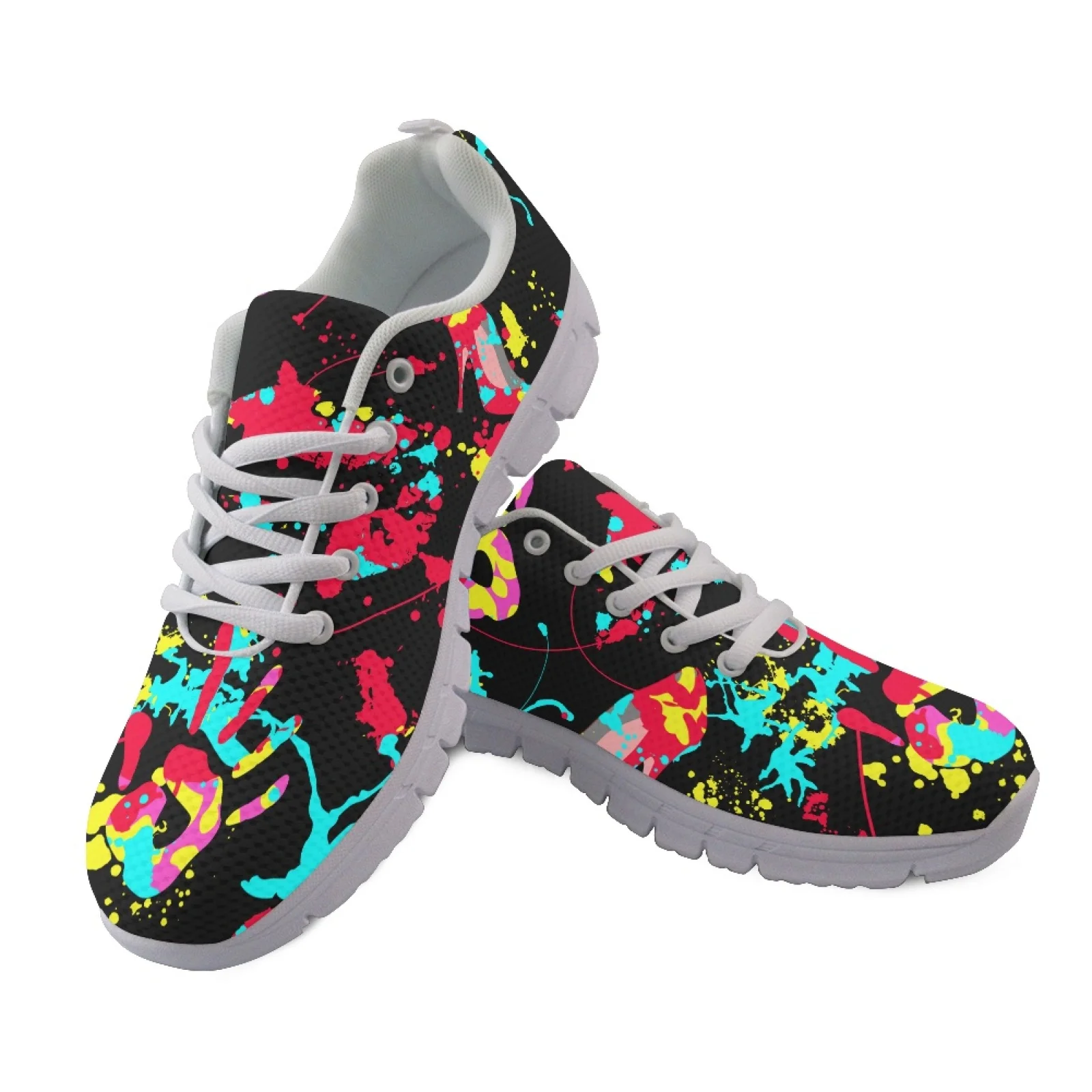 Coloranimal Colorful Ink Splash Mesh & EVA Sole Mens Athletic Sneakers Low Top Running Shoes for Womens New Design