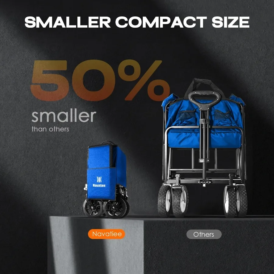 130L collapsible foldable wagon with wheels featuring large capacity cart design side pocket storage and reliable brakes ideal