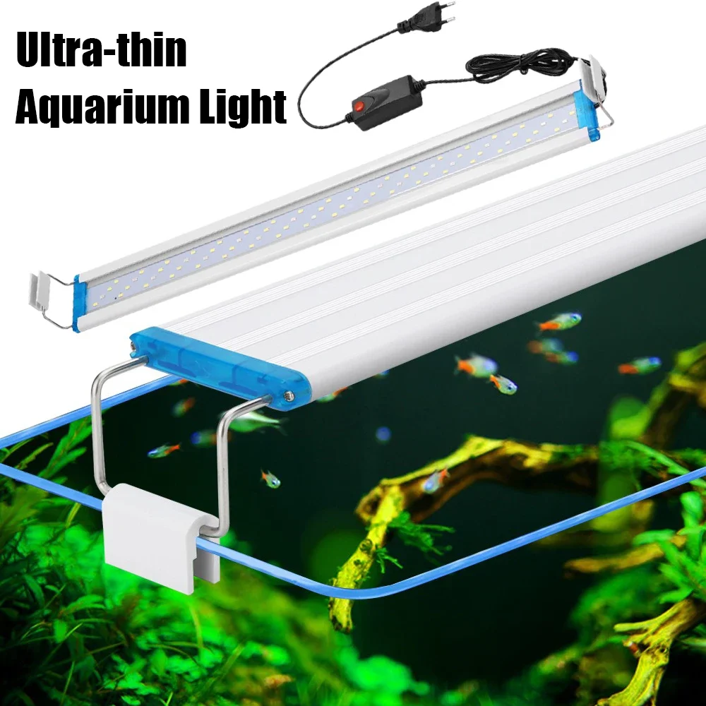 Ultra-thin Aquarium Light Strip with Retractable Stand Blue White Red Color Changing Fish Tank Energy Conservation LED Lights