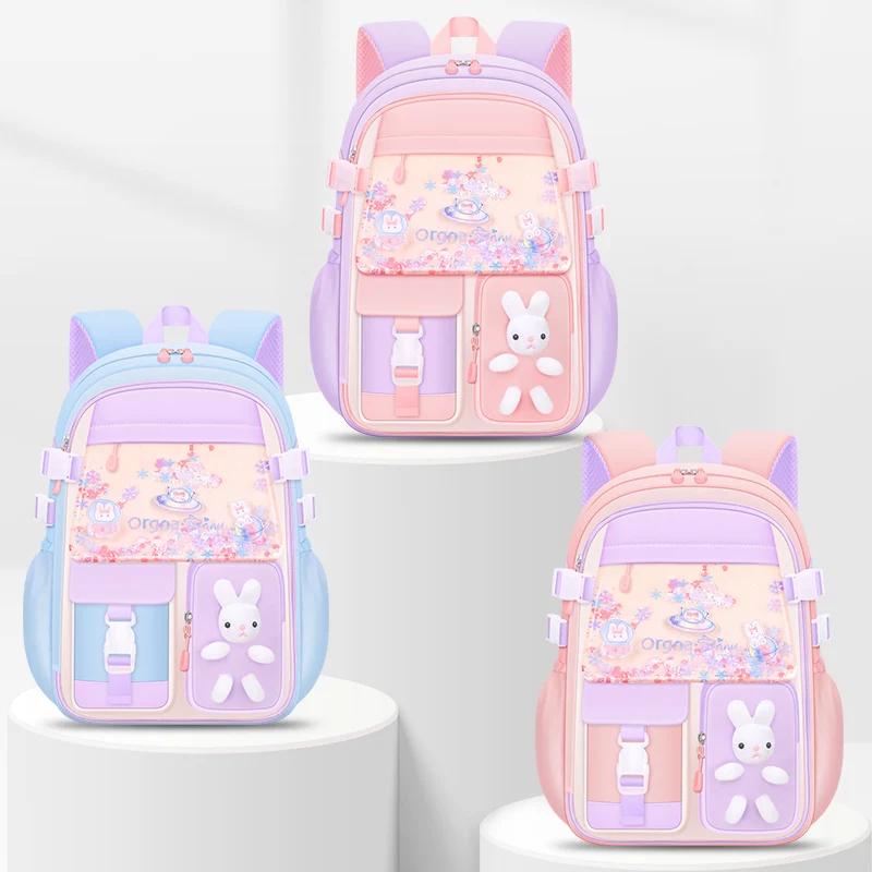 Kawaii crianças mochila para meninas coelho escola mochilas estudante saco de livro para elementar jardim de infância escola secundária