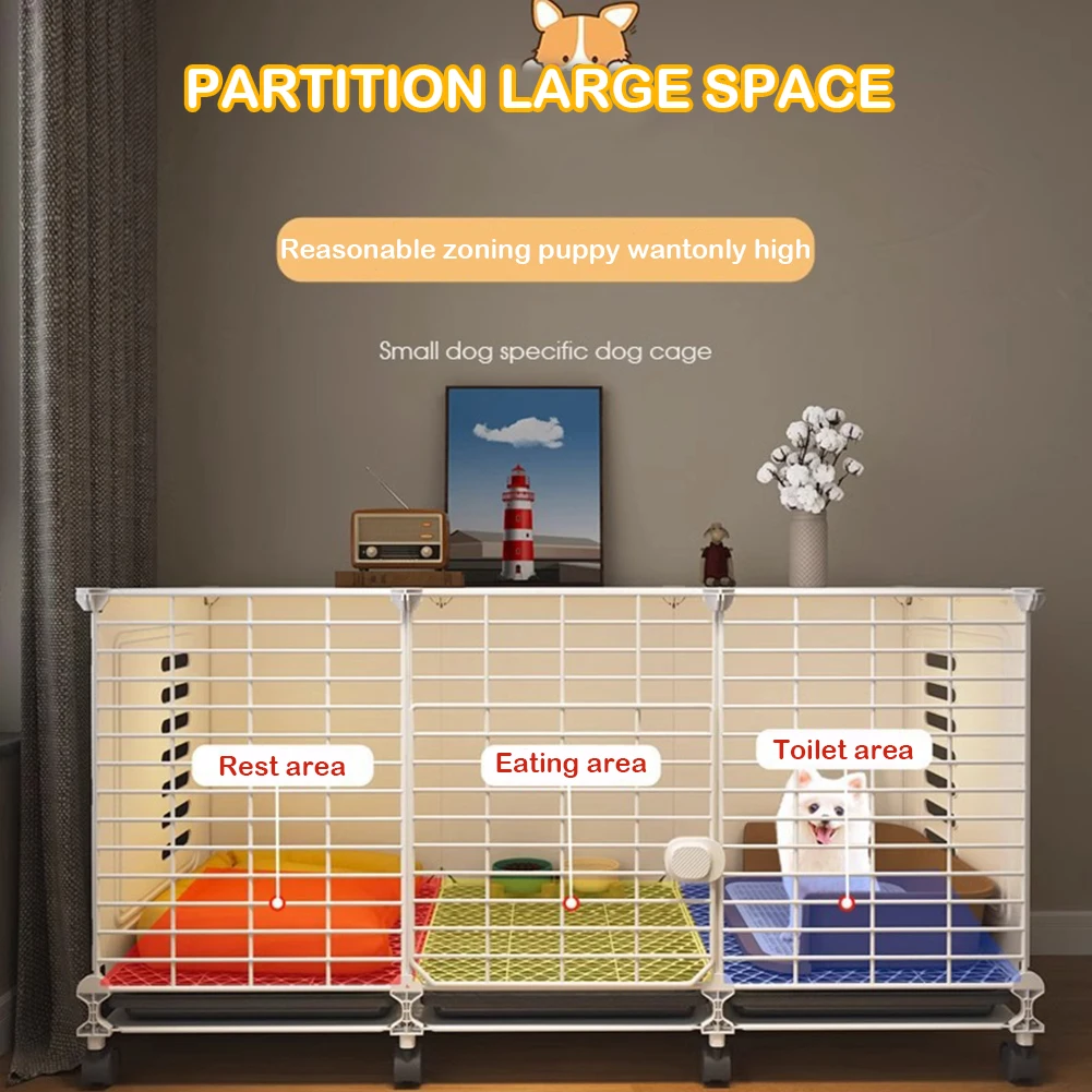 

Dog Crate End Table with Wheels & Tray Dog Cage Crate Wired Cage Crate Dog Kennels Wire Dogs Kennel for Large/Medium Dog
