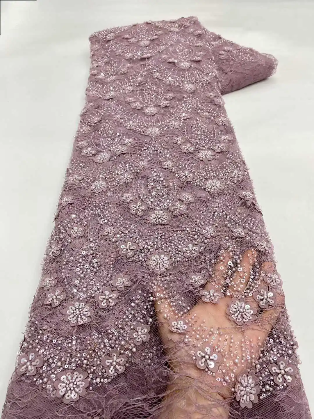 

African Mesh Lace Fabric Sequins Lace Fabric 2026 High Quality French Nigeria Lace Dresses for Women Party Wedding Sewing