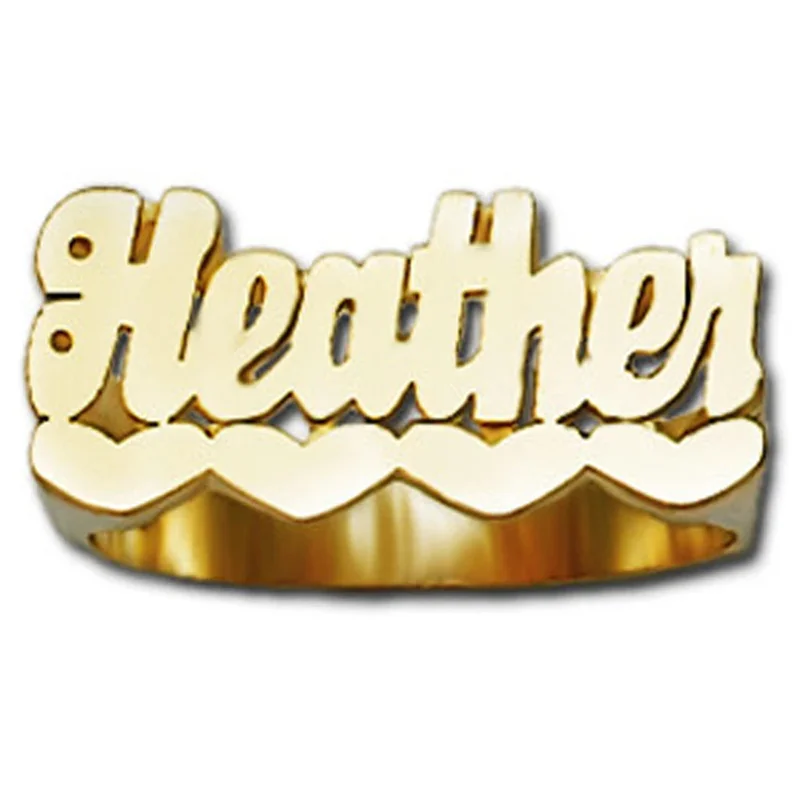 DHQH New Personalized Hip Hop 3D Customized Name Ring Heart Women's Customized Letter Ring Gold Fashion Punk Ring Christmas Gift