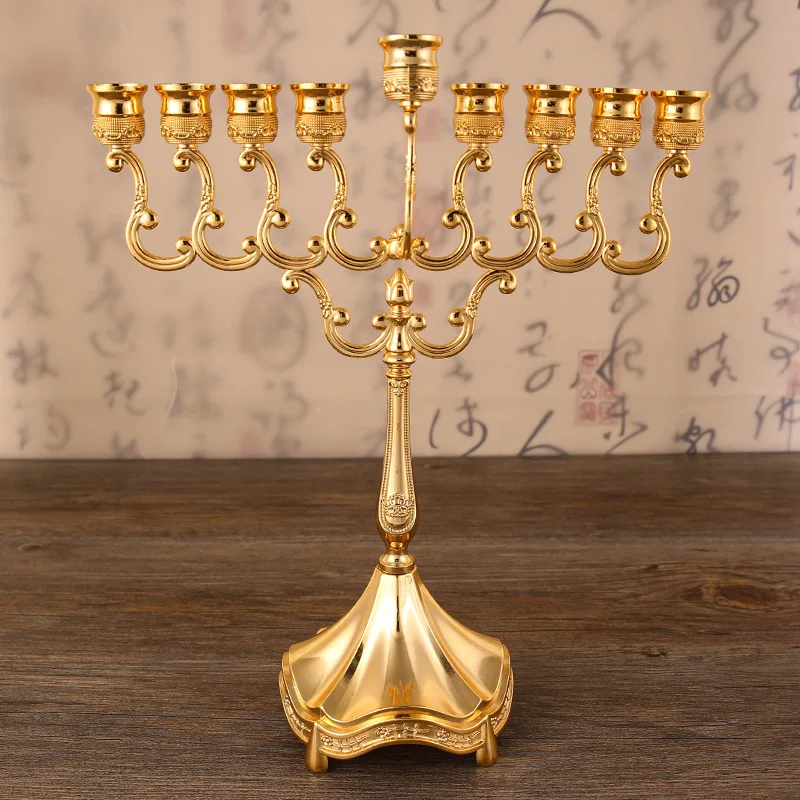 New  Metal Silver/Gold Plated Candle Holders 9-Arms Stand Zinc Alloy High Quality Pillar For Wedding Portavelas Candelabra