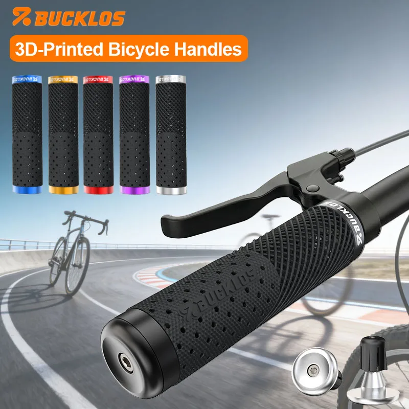 

BUCKLOS 3D Bike Handles Shockproof Mountain Bike Handlebar Grips Ergonomics TPU Bicycle Grips Anti-Slip 140mm Bicycle Cuffs