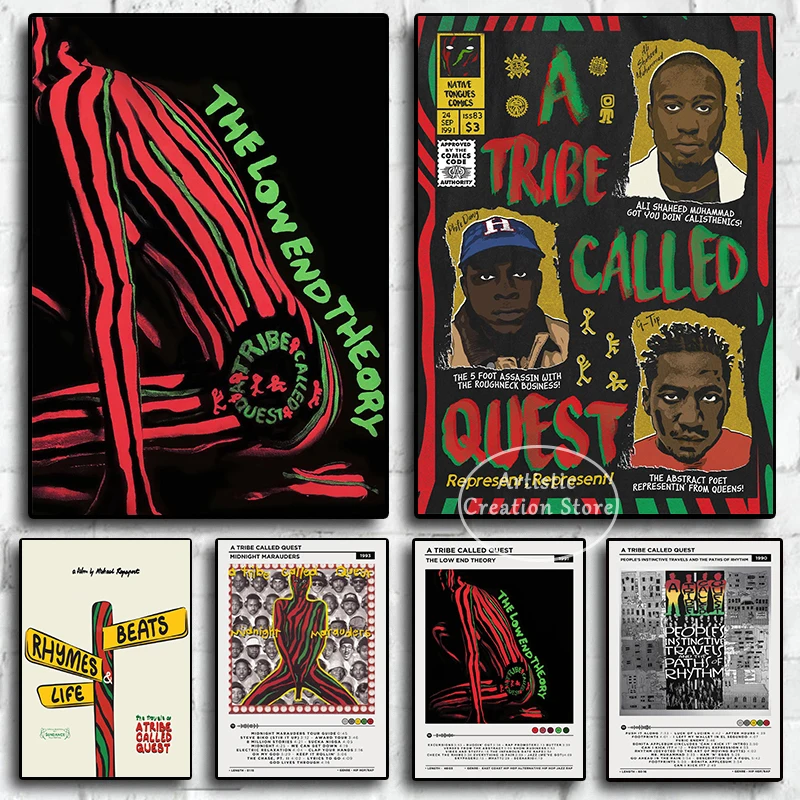 Hip Hop Group A Tribe Called Quest Rapper Singer Music Album Covers Poster Canvas Painting Wall Art Pictures Home Decor Gift