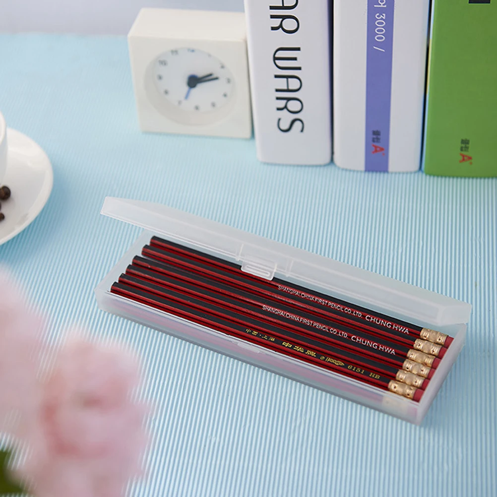 

2Pack/set Plastic Pencil Cases Frosty Transparent Finish Two Compartments With Separate Lids Best For School Work - Size 19.5*6.