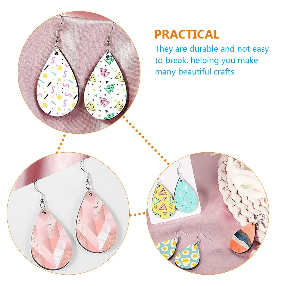 

50Pcs DIY Sublimation Earrings Blank Waterdrop Handmade Earring Hooks Jewelry Craft Supplies for Personalized Gifts