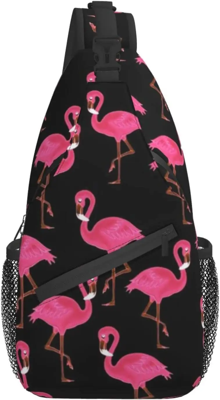 Sling Bag Lovely Pink Flamingos Shoulder Backpack Chest Pack Causal Crossbody Daypack For Women Men