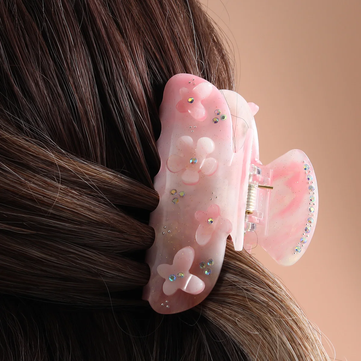 1 pink butterfly shaped basic hair claw clip for women\'s hair clip