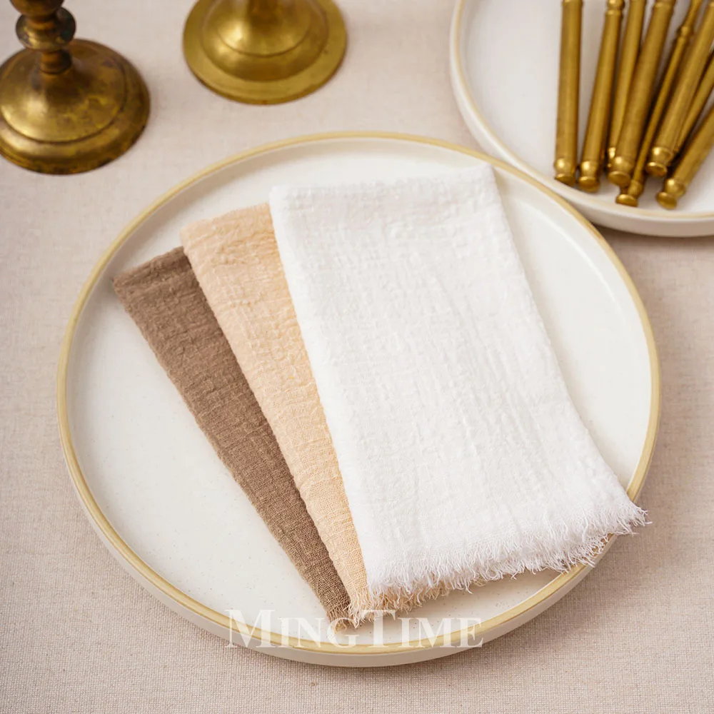 10 Pack 42x42cm Cloth Napkins Cotton Gauze Rustic Table Napkin Tea Towel Dining Place Mats Christmas Wedding Linen Decoration