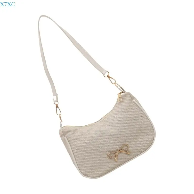 

X7XC Fashionable Women's Shoulder Bag Stylish Ladies Armpit Bag Bows Decors Handbag
