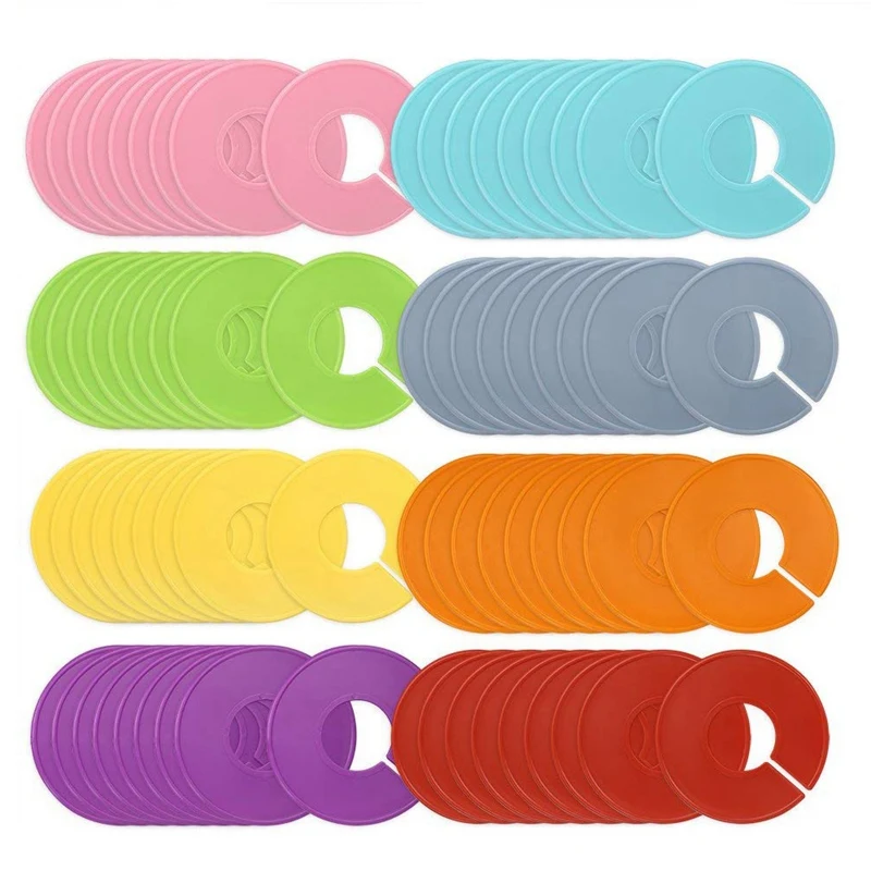 

72 Pieces 8 Colors Clothing Size Dividers Round Hangers Closet Dividers