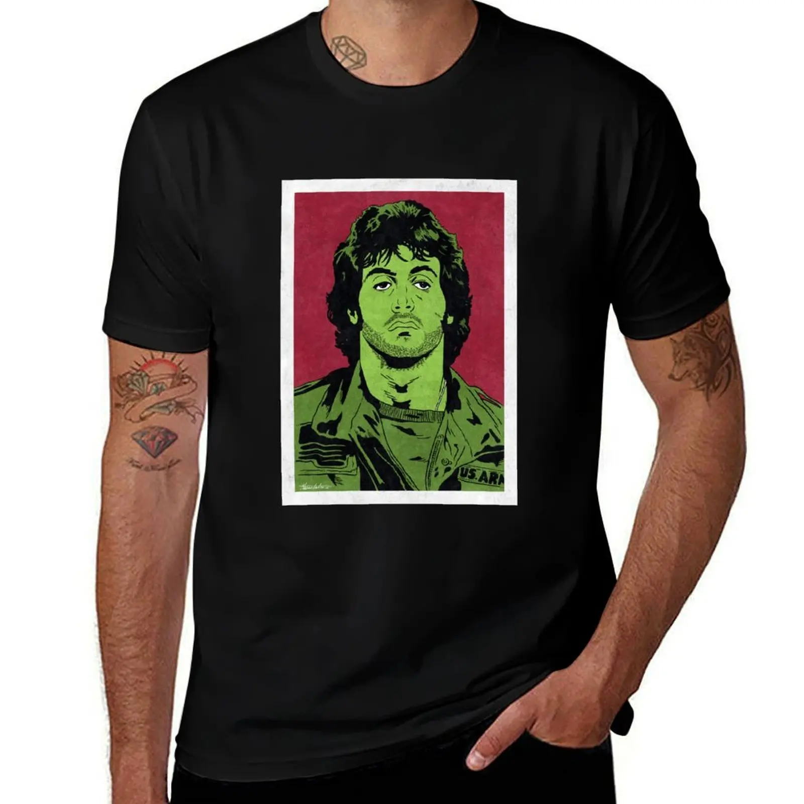 RAMBO - First Blood (Pop Art) T-Shirt Abstract Pattern Print Top T-Shirt