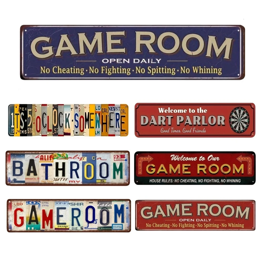 Vintage Metal Tin Sign Home Bathroom/Gameroom Wall Art Decor Retro Logo Room Decoration 40x10cm