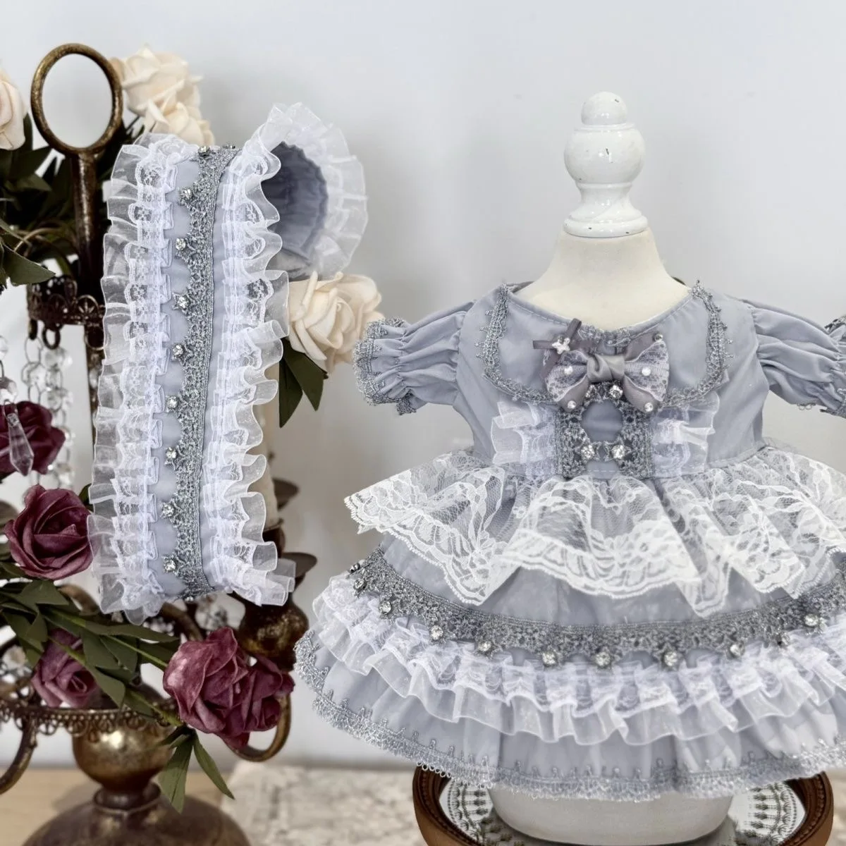 10 سنتيمتر 15 سنتيمتر 20 سنتيمتر 40 سنتيمتر ملابس دمى القطن ، فستان رمادي 50-55 سنتيمتر تولد من جديد دمية فستان مع شحن مجاني