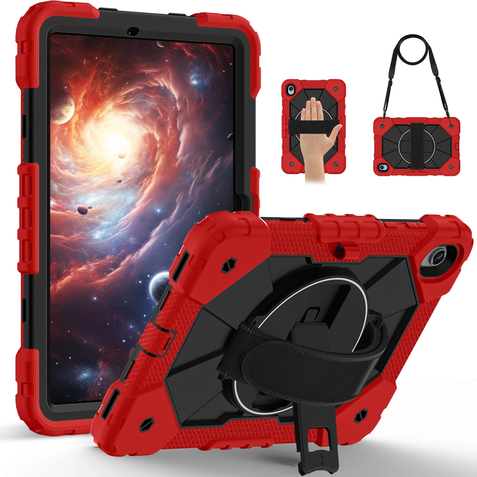 

Hybrid Case For Samsung Galaxy Tab S11 2025 11.0 inch SM-X730 SM-X736B 360 Rotating Stand Heavy Duty Cover With Shoulder Strap