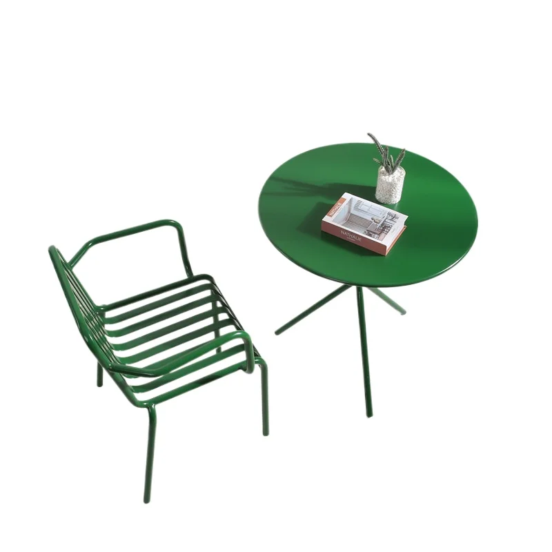 

Nordic outdoor complete metal courtyard leisure chair bar apartment wrought iron table and chair combination milk tea shop co