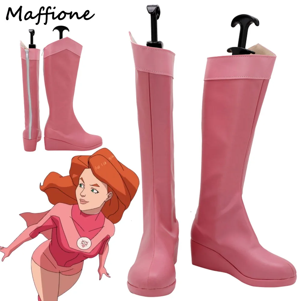 

Atom Eve Shoes Boots Cosplay Cartoon Invincible Costume Accessories Women Disgusie Pink Boot Halloween Footwear Custom Made