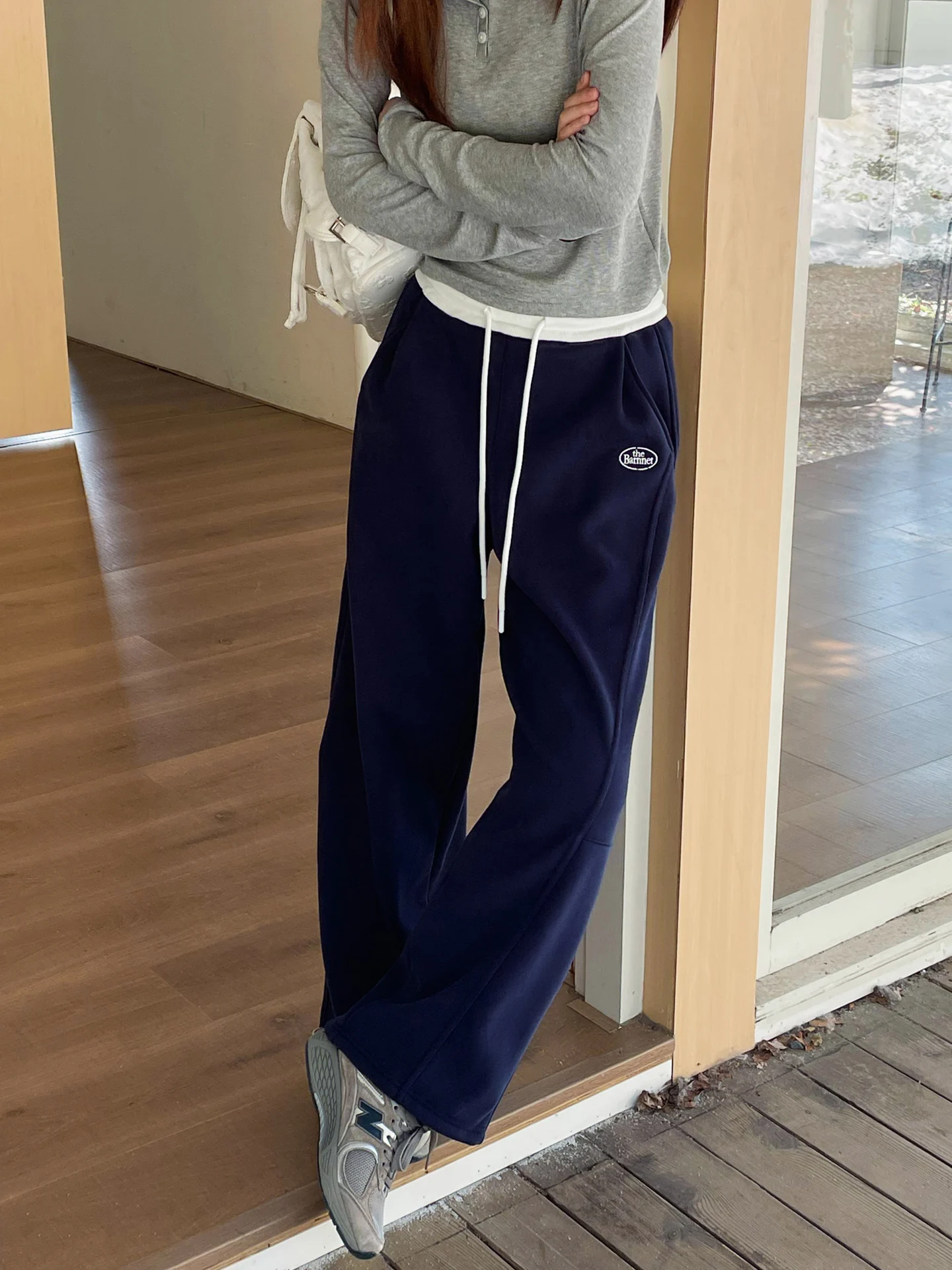 

Спортивные брюки LILIEDIT в корейском стиле с вышивкой, женские, свободные, универсальные, с драпировкой, прямые штанины...