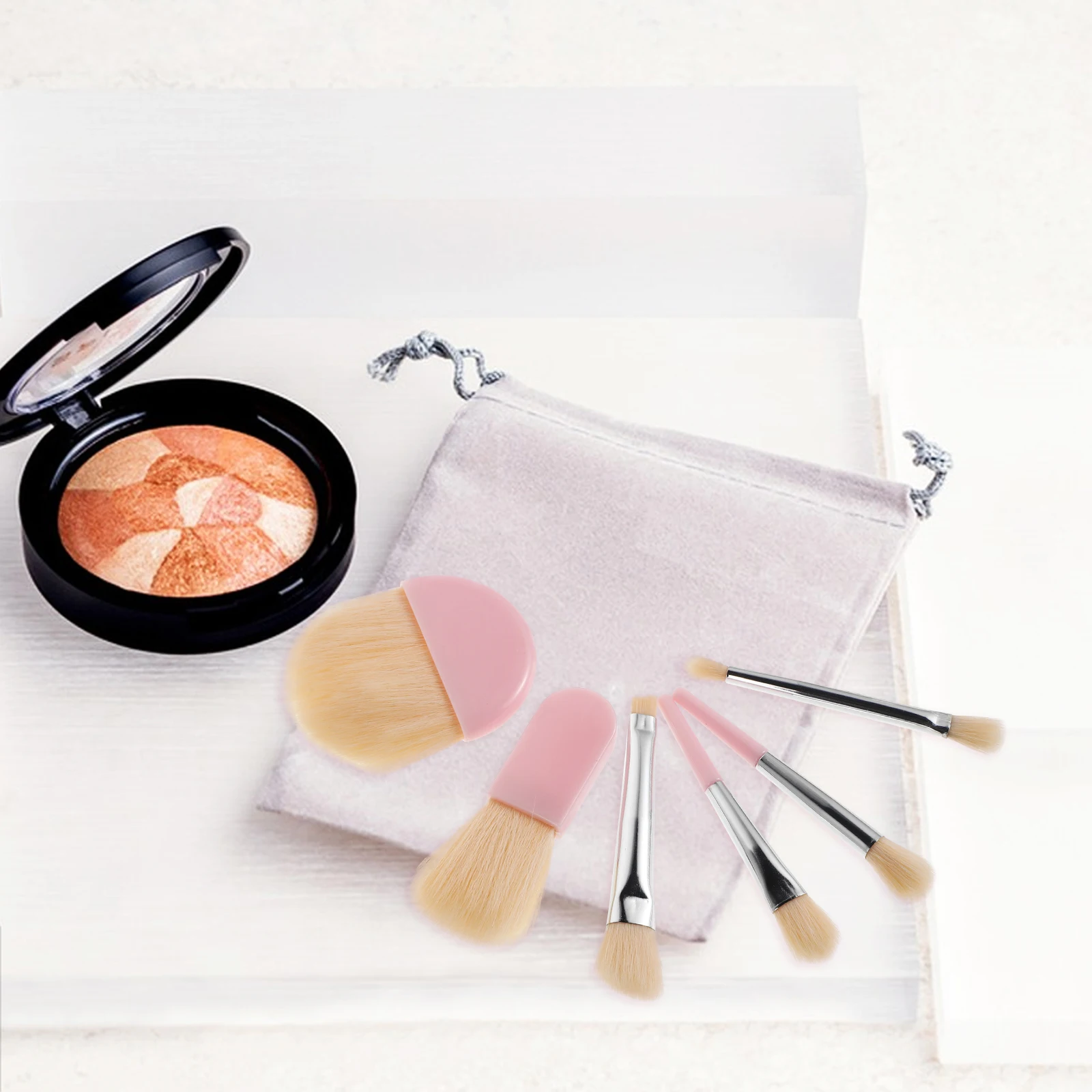1 conjunto de pincéis de maquiagem para viagem, mini aplicador de blush, base portátil, pincéis de sombra, fibra macia, ferramentas faciais para