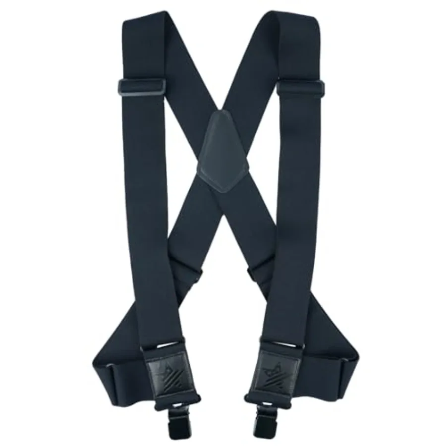 

KUNN Men's Suspenders Heavy Duty 2 Inch Side Clip Adjustable Elastic Braces Truck Style Work Suspender
