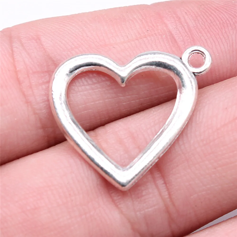 WYSIWYG 10pcs 20x24mm Antique Silver Color Heart Charms Pendant For DIY Jewelry Making Handmade Jewelry Craft Findings