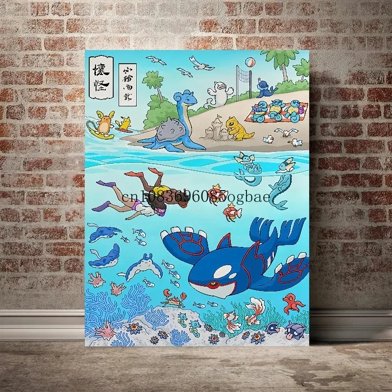 

Japanese HD Canvas Painting Classic Pokemon Anime Figures Poster Print Watercolor Wall Art Picture Modern Home Decor Kids Gifts
