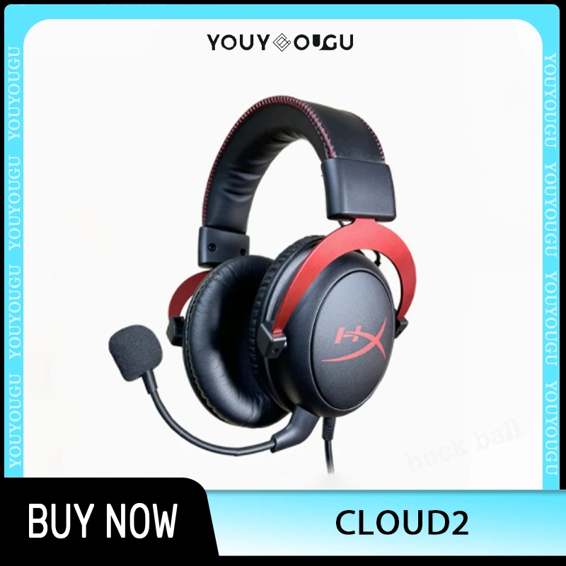 Hyperx Cloud2 Headphones Wired Stereo Hifi Microphone Ergonomics 7.1 Sound Track Custom Headphones Pc Esports Gamer Gifts