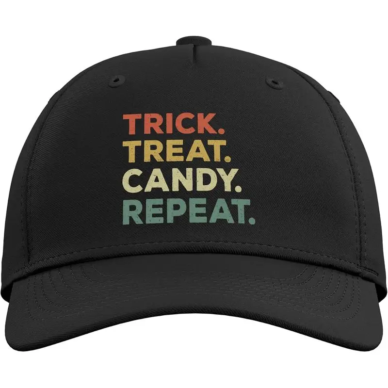 Trick Treat Candy Repeat Funny Halloween Priorities Adjustable Baseball Hat
