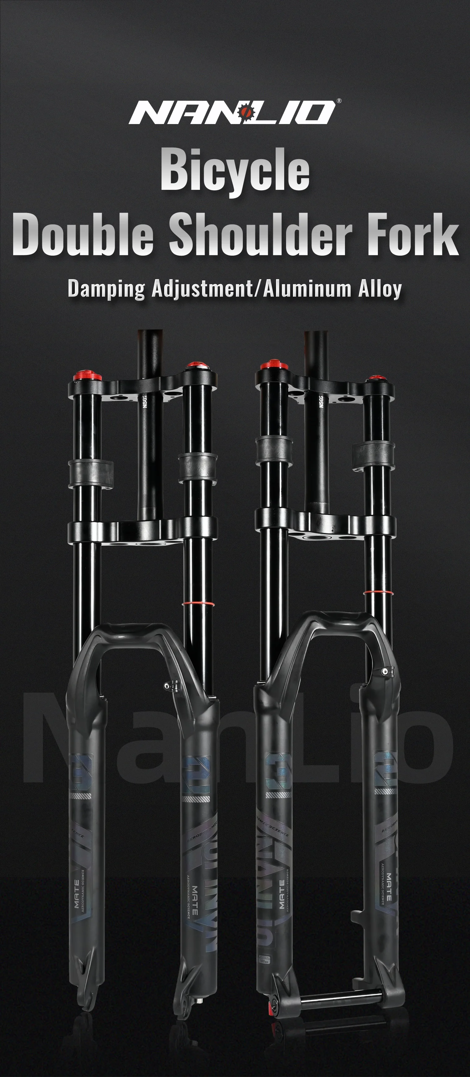 NanLio Doppelschulter-Schnee-Vorderradgabel 27,5 Zoll / 29 * 2,5 Zoll MTB-Gabel 150 mm Reise-Luftversorgungs-Fahrradgabel E-Bike-Gabel 15/9 mm – Detail 17