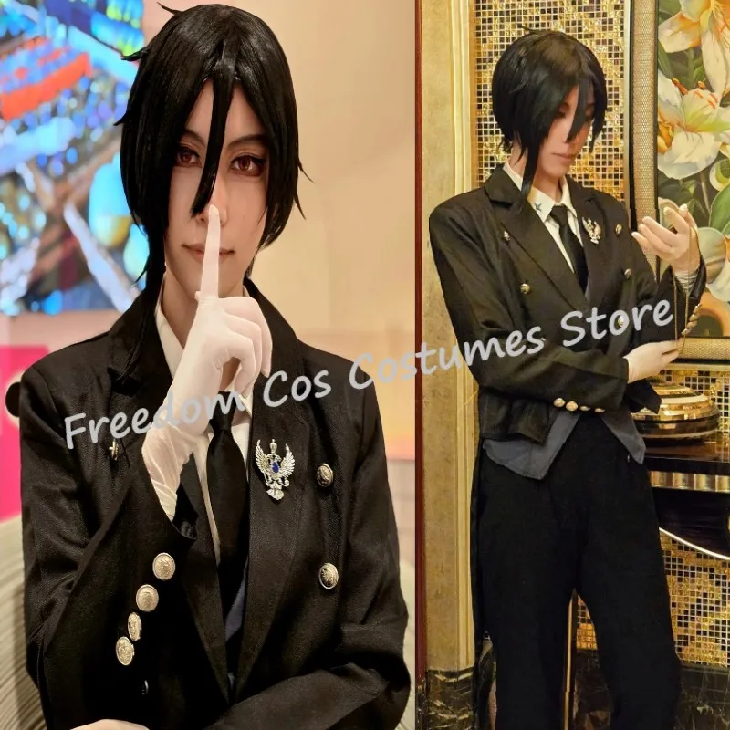 Black Butler Sebastian Michaelis Cosplay Sebas Costume Japanese Anime Carnival Party Uniform Swallowtail and Accessories Suit