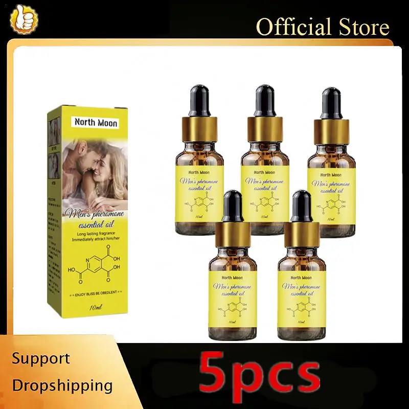 5pcs Pheromone Perfume Oil For Men Long-lasting Natural Refreshing Body Perfume Pheromone Essential Oil 10ml Attract Woman