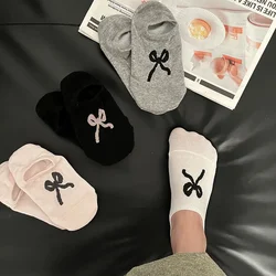 Summer Cute Bow Pattern No-show Boat Socks for Women New Ins Fashion Thin Cotton Boneless All-Matching Invisible Shallow Socks