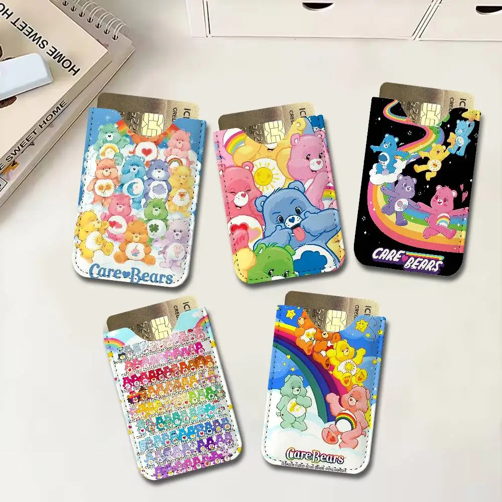 Children Characters C-Care B-Bears Light and thin mini bag small and portable bus card protective leather case for men and women