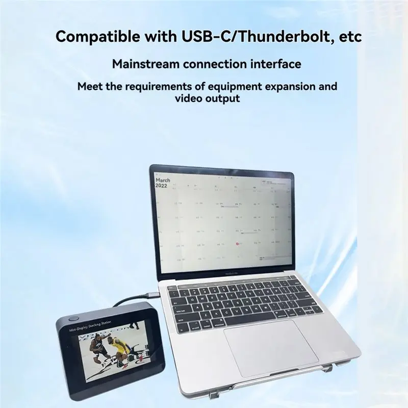 Type-C Docking Station(5 In 1), 5" Multifunction Display Supports 100W PD Charging+ USB 3.0X2+ SD/TF Card Reader