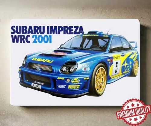 1b,Impreza Wrc 2001 Car Metal Poster - Letrero de chapa coleccionable - Tamaño: 20x30cm