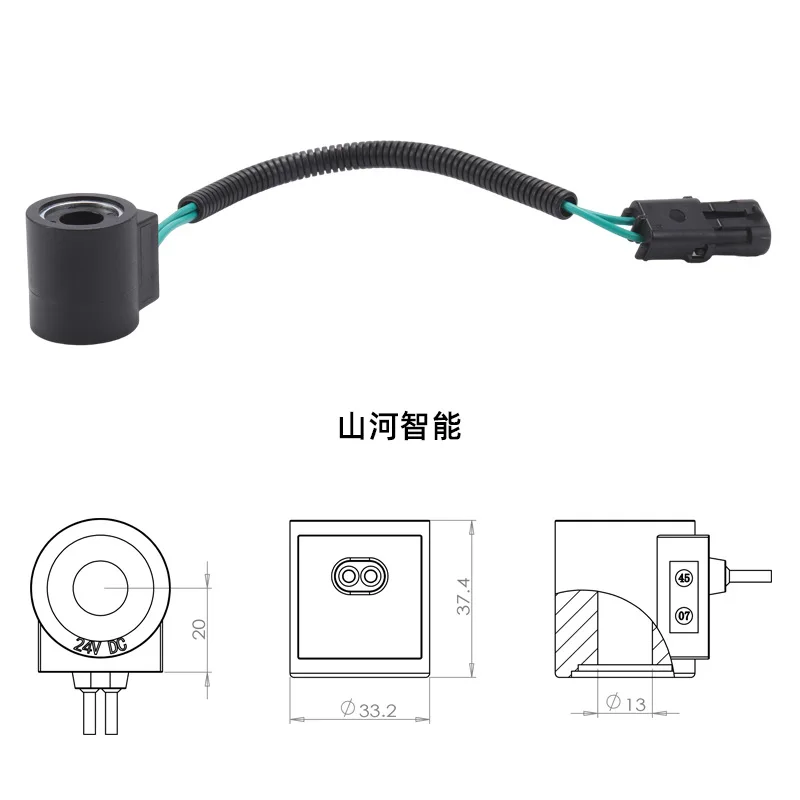 Construction Machinery Solenoid Valve For Pilot Safety Lock, Hydraulic Control Valve Replacement Part For Heavy Equipment