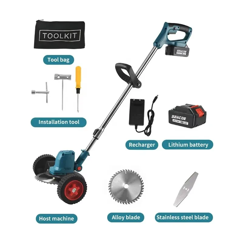 

Custom Cordless Lawnmower Long-Lasting Lithium Battery Low Noise Brushed Motor Telescopic Handle Manual Grass Trimmer Weed