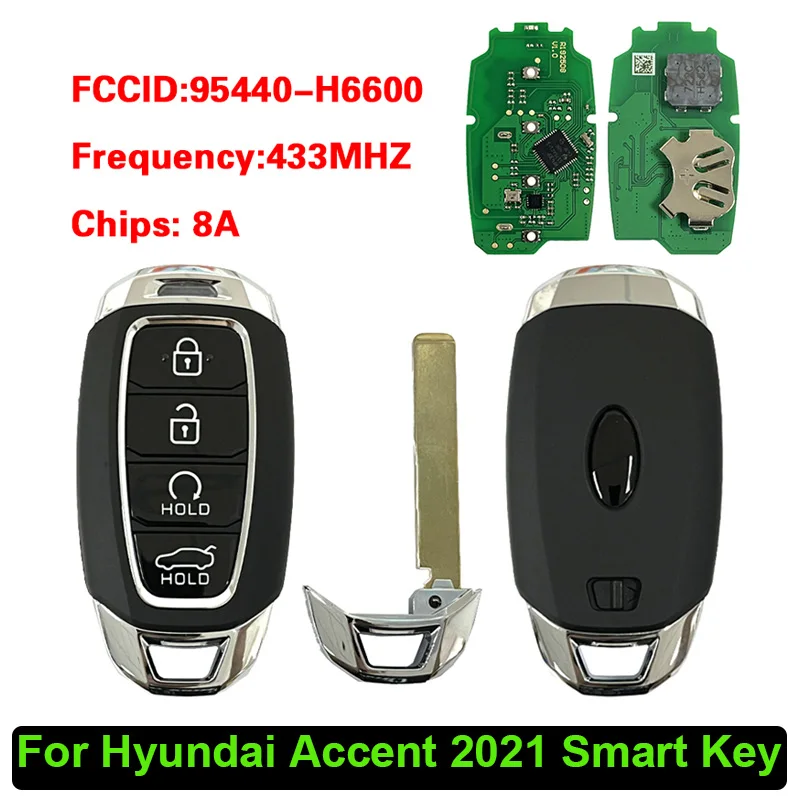 

CN020517 послепродажный пульт дистанционного управления для Hyundai Accent 2021, смарт-ключ, чип 8А, 433 МГц, номер детали 95440-H6600