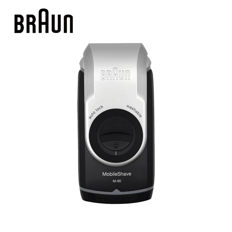 Braun M90 PocketGo Mobile Shaver Battery Powered Electric Travel Shaver Washable Wet Dry Shaving Floating Head Washable Trimmer