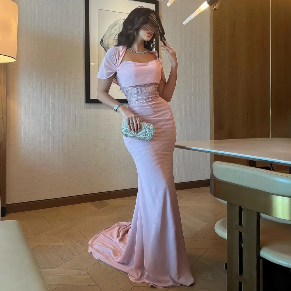 

Customized Modern Style Classic Ruched Pleat Mermaid Scoop Neck Long Dresses Bespoke Occasion Dresses Sizes Available Intricate