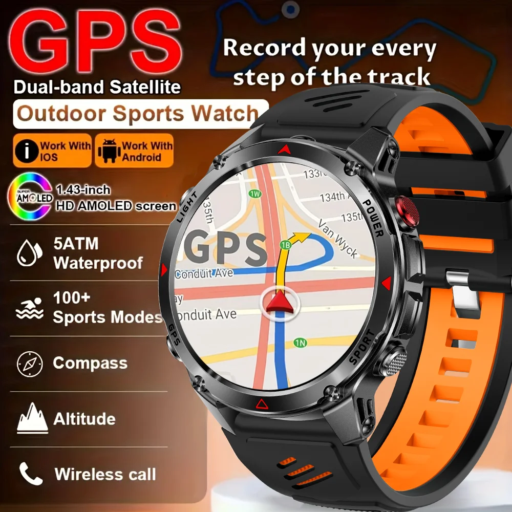 

2026 New Professional GPS Sports Smart Watch Outdoor RIDE Run GPS track Swim Watchs Compass Altimeter 3ATM Sports Bracelets Men
